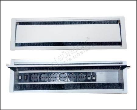 Masa altı montajına uygun pratik priz aparatı.